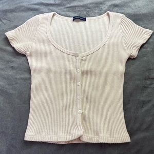 Button Up Ribbed Brandy Melville Short Sleeve